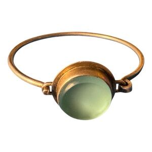 Amy Faust Signed Artisan Mason Jar glass Sterling Silver bangle bracelet